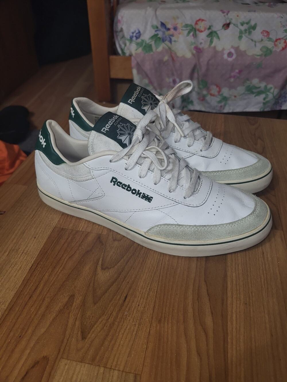 REEBOK Classic Club Memt White Green Memory Tech Premium Comfort Shoes Mens 9.5